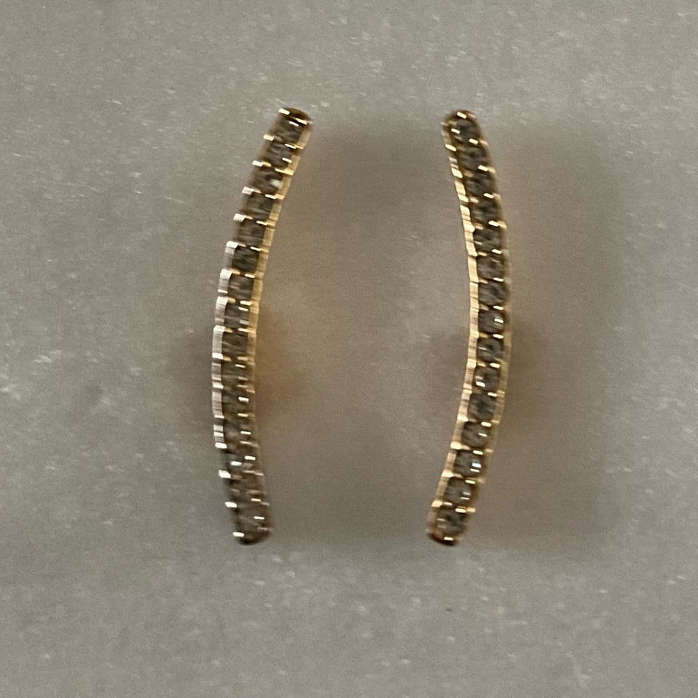 Gold Filled Crescent Shaped Stud Earrings with Glass Crystals